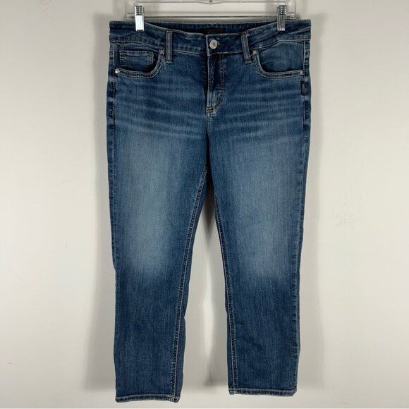 💕 Silver Jeans ELYSE CAPRI Blue Ankle Cropped Denim 30x23.5 - Picture 1 of 9